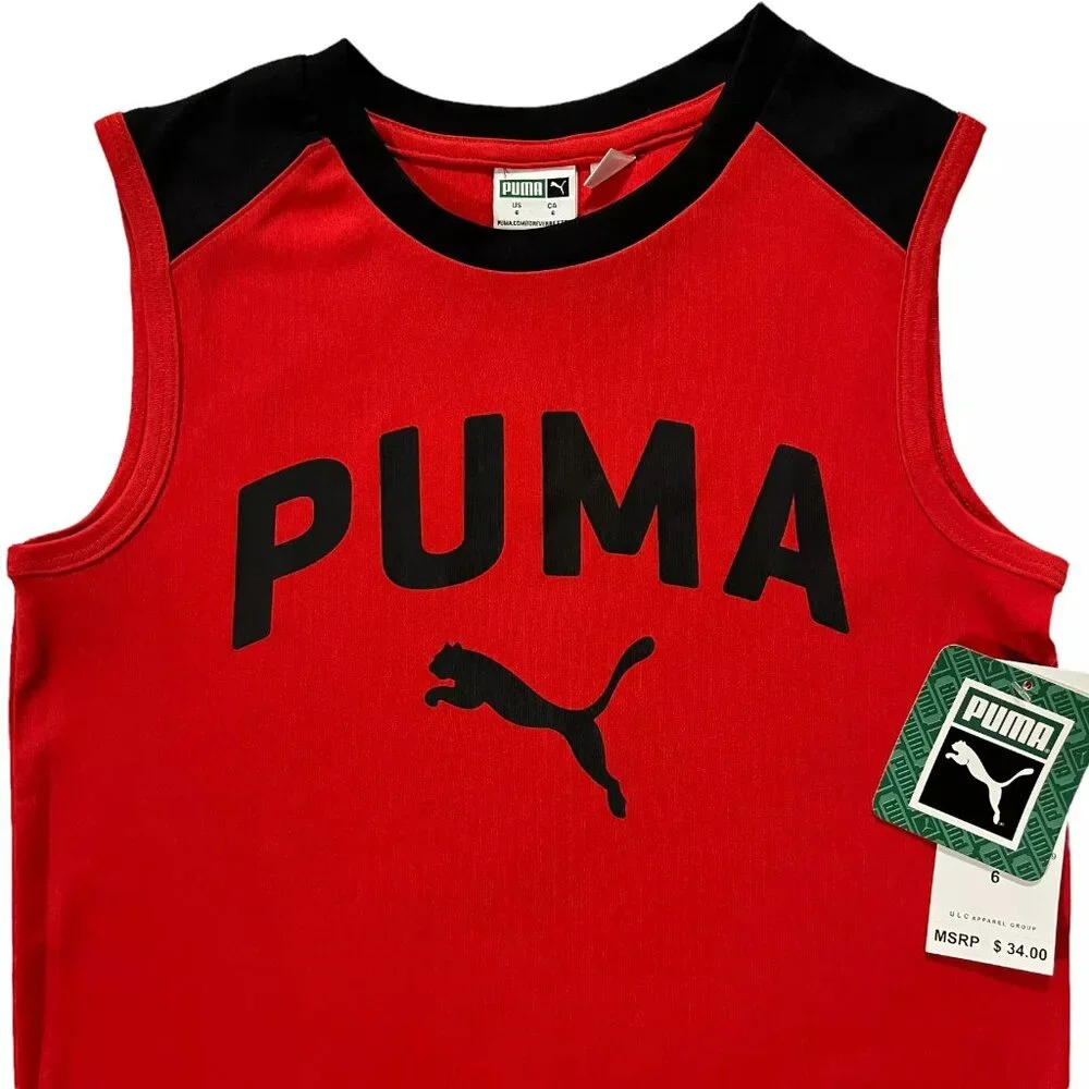 Puma Little Boys T-Shirt and Shorts Set Size‎ 6 Black/Red Sporty & Comfy Outfit - Picture 7 of 8